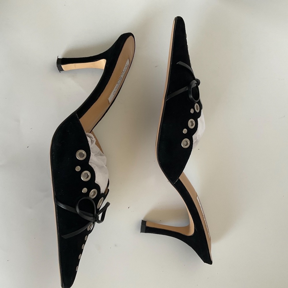 Tony Bianco Revolve Mule Heels Stiletto Shae Pointed Toe Dressy Bow Chic Size 7 - Picture 11 of 15